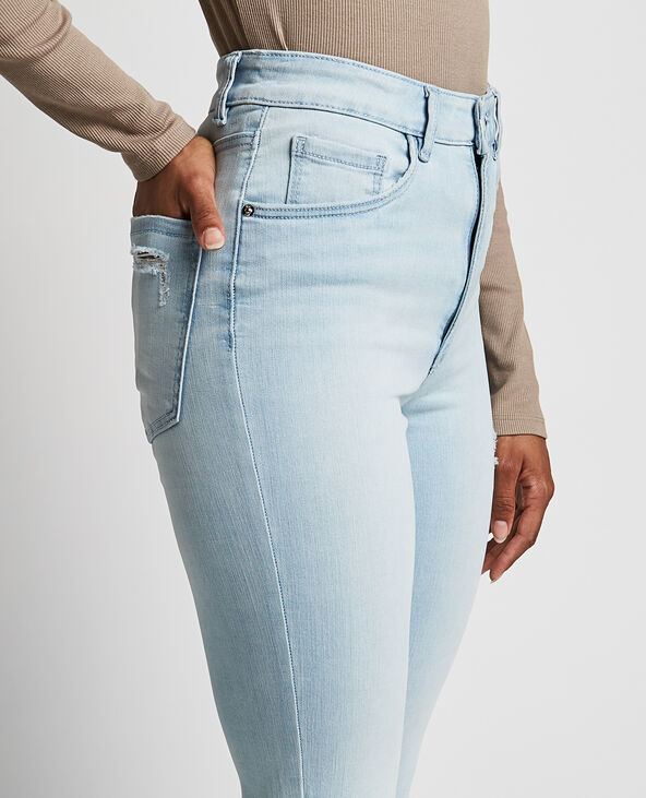 Jean skinny taille haute trashé bleu clair - Pimkie