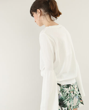 Pull doux à manches pagode blanc - Pimkie