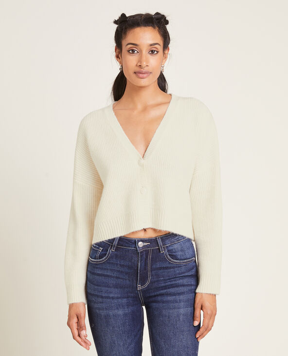 Gilet court en tricot blanc - Pimkie