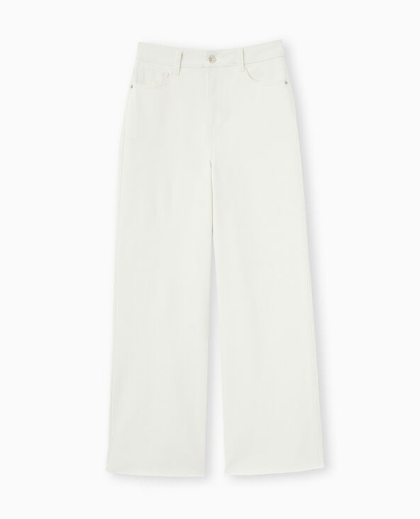 Jean wide taille haute bas coupés blanc - Pimkie