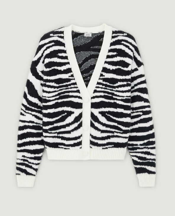 Gilet motif zébré poilu noir - Pimkie