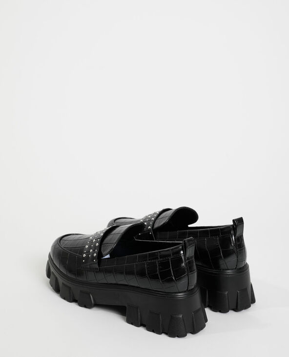 Mocassins croco à clous noir - Pimkie