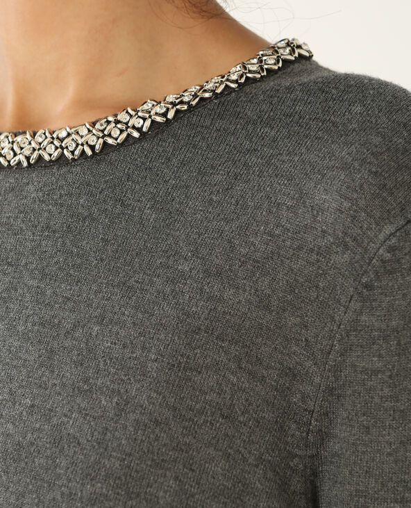 Pull col bijoux gris chiné - Pimkie