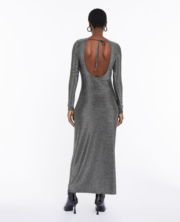 Robe longue dos-nu avec lurex argenté - Pimkie