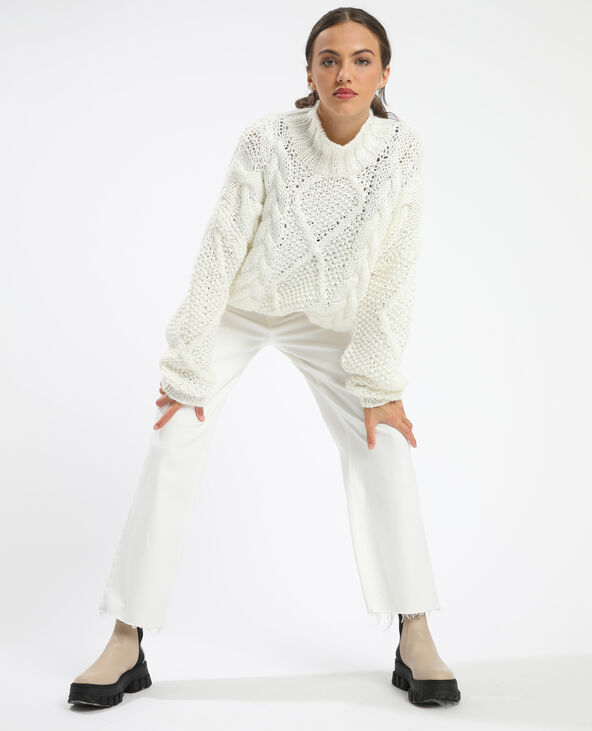 Pull grosse maille tricoté main blanc - Pimkie