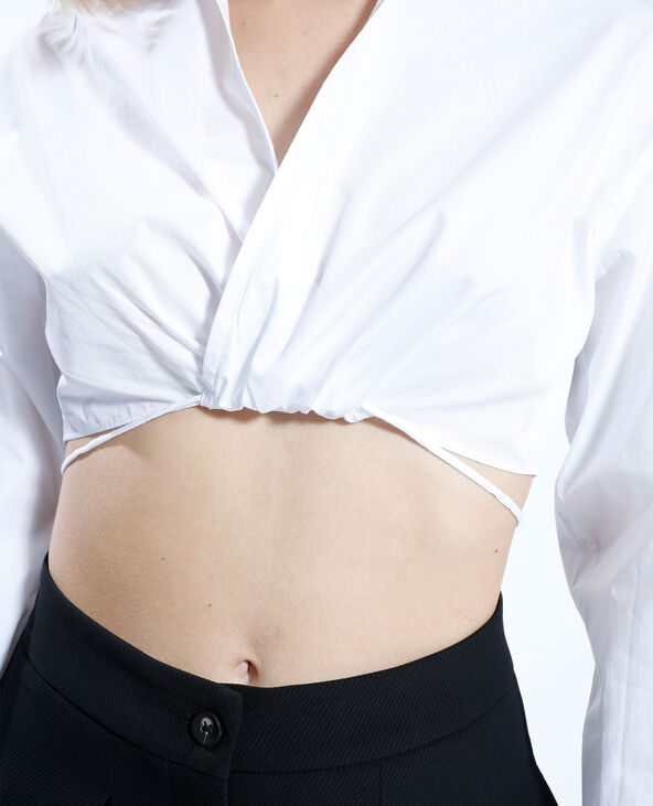 Chemise cropped effet noué blanc - Pimkie