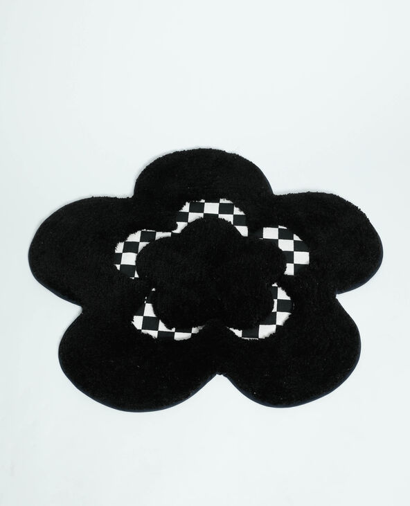Tapis fleur damier noir - Pimkie