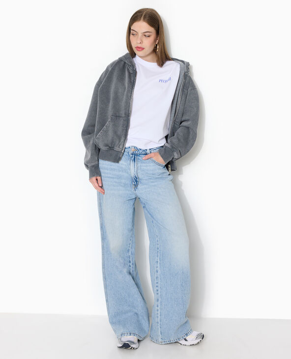 T-shirt oversize avec print poitrine et dos blanc - Pimkie