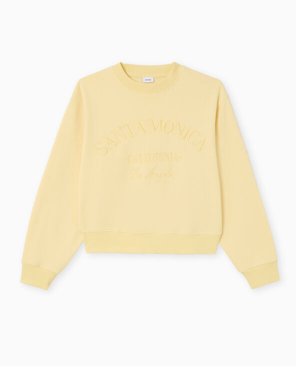Sweat col rond avec broderie Jaune pâle - Pimkie