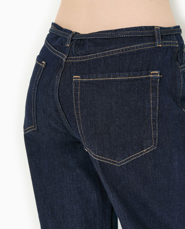 Jean wide taille haute avec ceinture à nouer bleu - Pimkie