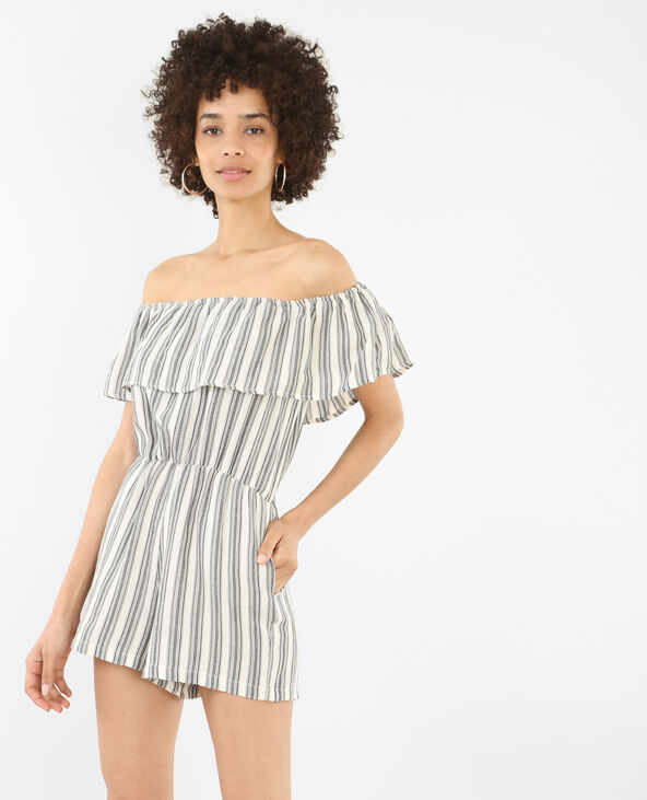 Combishort rayé blanc - Pimkie