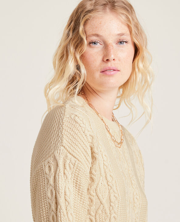 Pull cropped en maille fantaisie blanc - Pimkie
