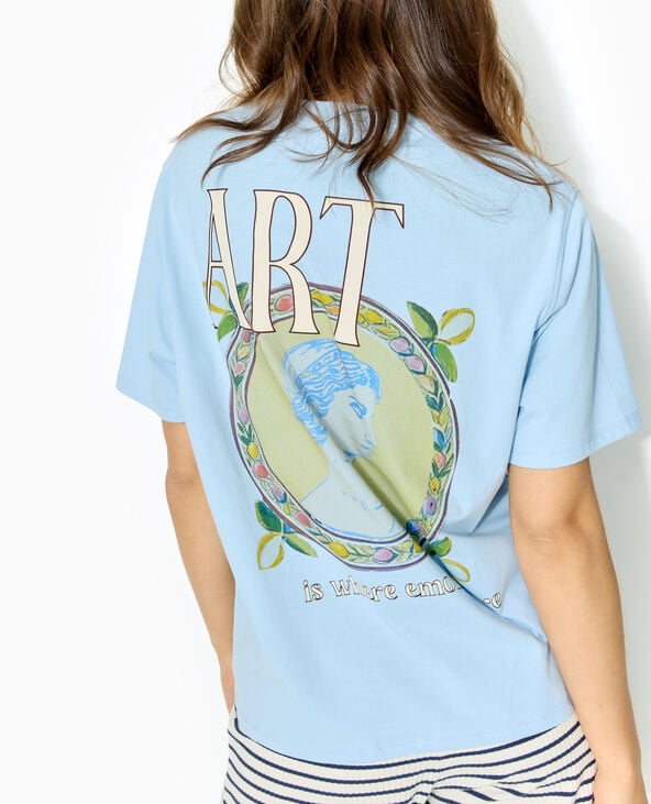 T-shirt oversize avec print poitrine et dos bleu - Pimkie