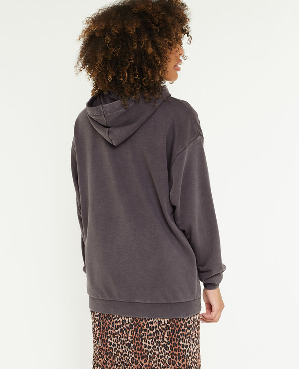 Sweat capuche oversize effet lavé gris foncé - Pimkie