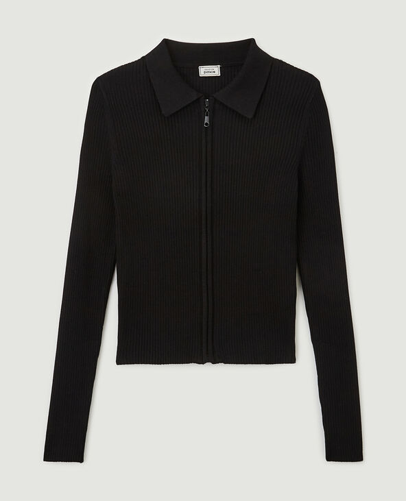 Gilet à col en pointes noir - Pimkie