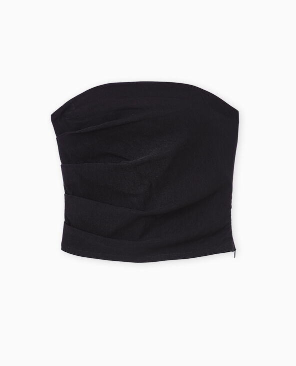 Top bustier en tissu stretch avec drapé noir - Pimkie