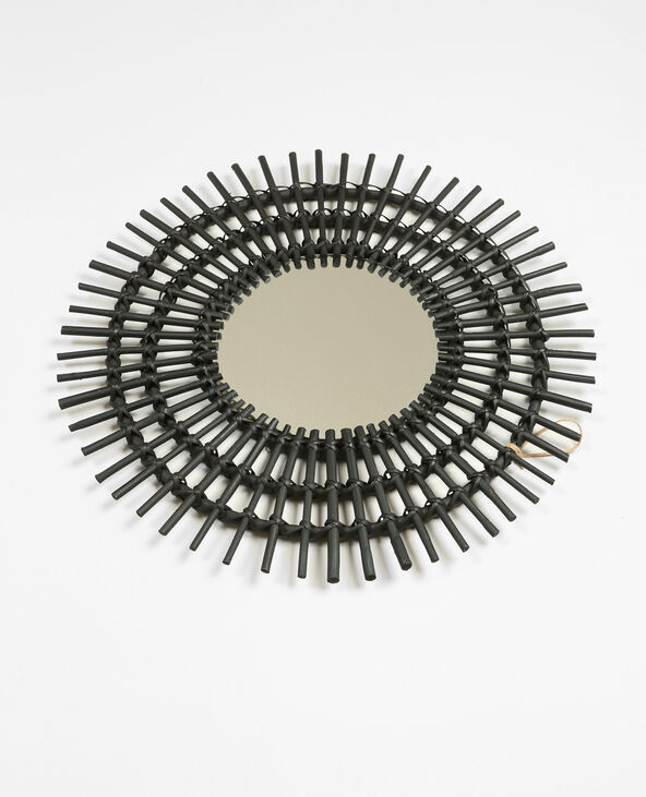 Miroir soleil en rotin noir - Pimkie
