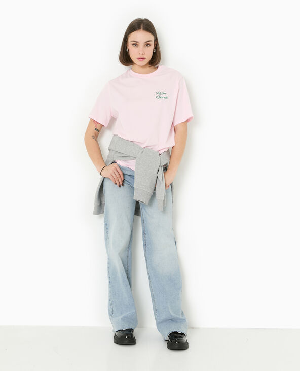 T-shirt ample avec print poitrine et dos rose clair - Pimkie