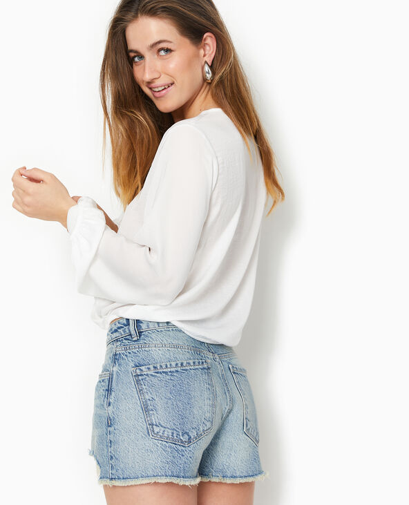 Blouse cache-cœur en tissu satiné blanc - Pimkie