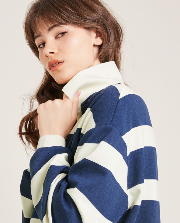 Sweat col polo bleu marine - Pimkie