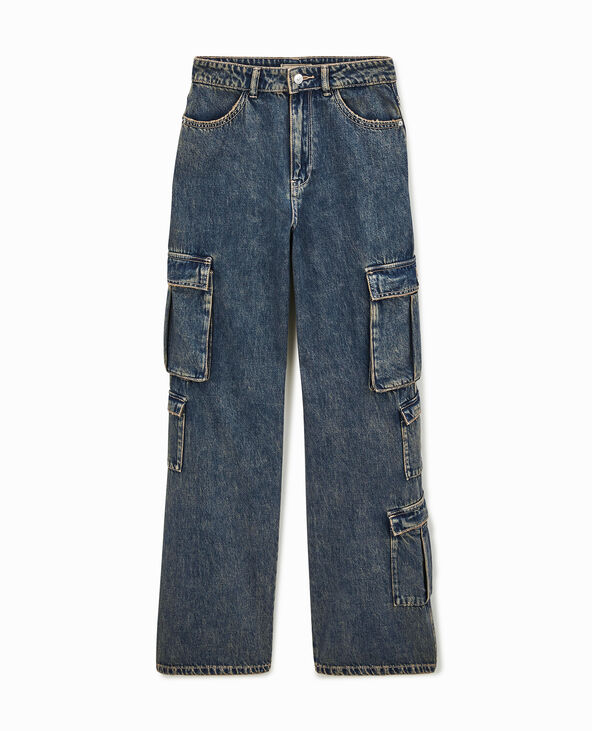 Jean cargo large effet dirty jaune - Pimkie