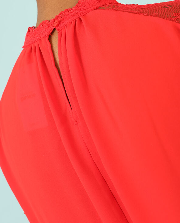 Blouse fluide dentelle rouge - Pimkie