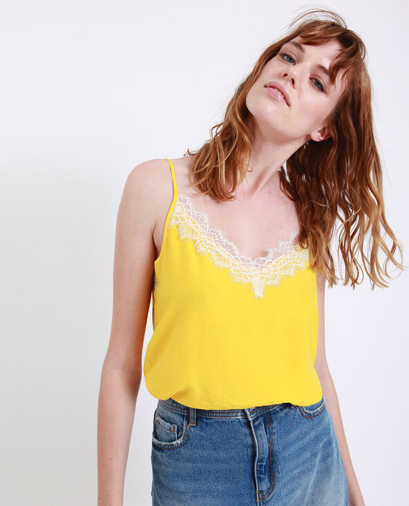 Top à dentelle jaune - Pimkie