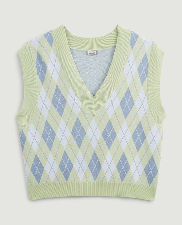 Pull à carreaux sans manche deals