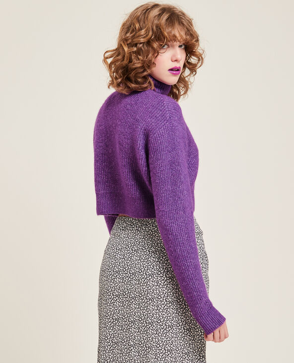 Pull cropped col roulé violet - Pimkie