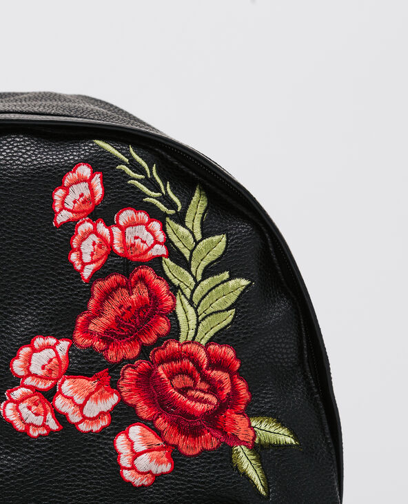 Sac à dos simili cuir brodé noir - Pimkie