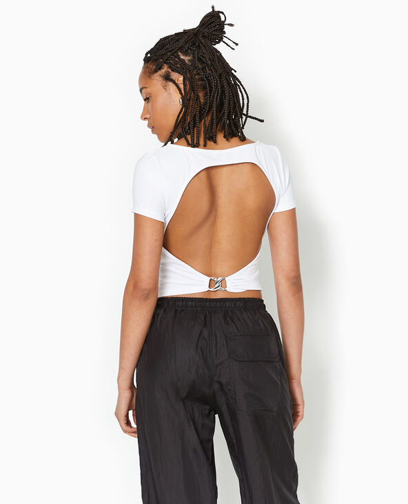 Top court avec cut out dos blanc - Pimkie