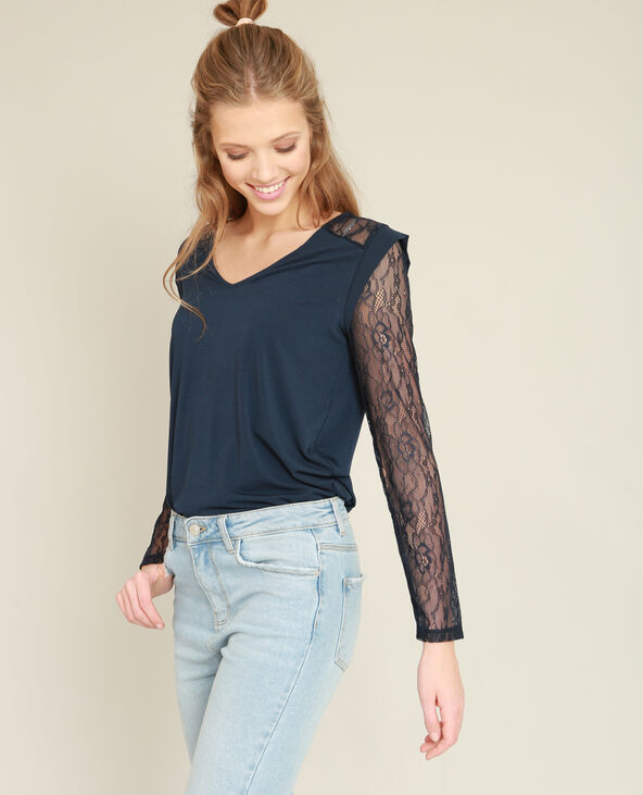 Top en dentelle bleu marine - Pimkie