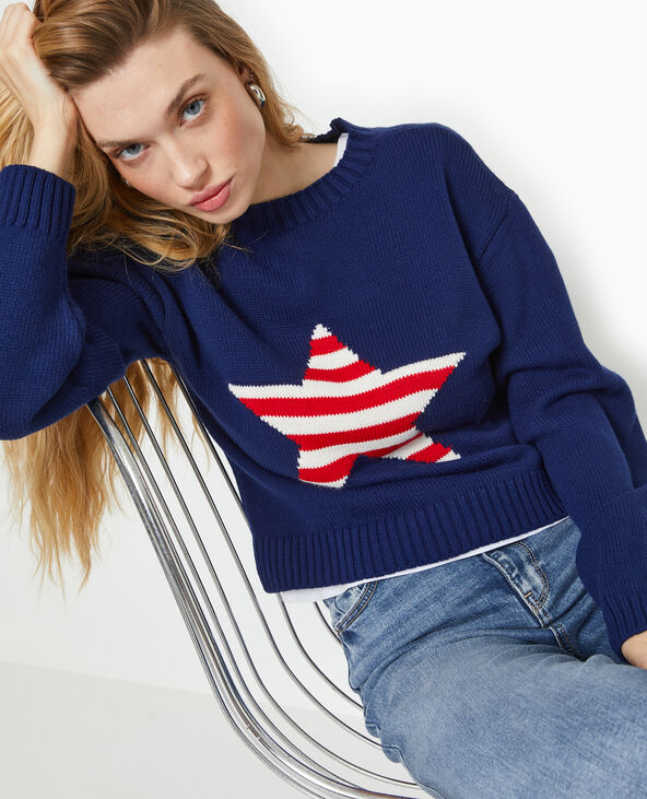 Pull en maille avec étoile bleu marine - Pimkie