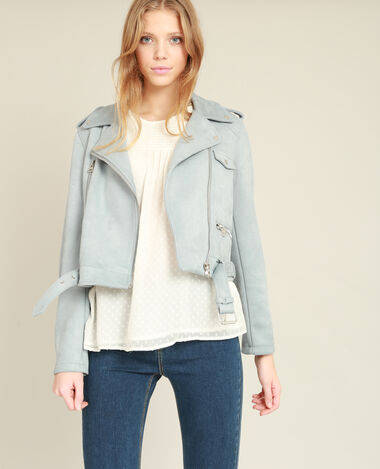 Veste style perfecto suédine bleu - Pimkie