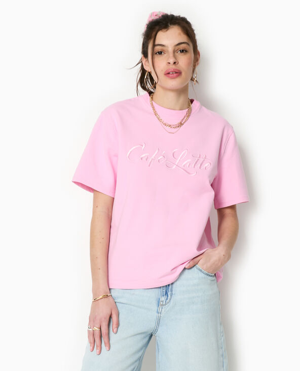 T-shirt épais avec broderie rose - Pimkie