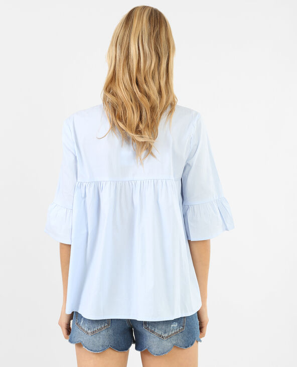 Blouse popeline évasée bleu clair - Pimkie