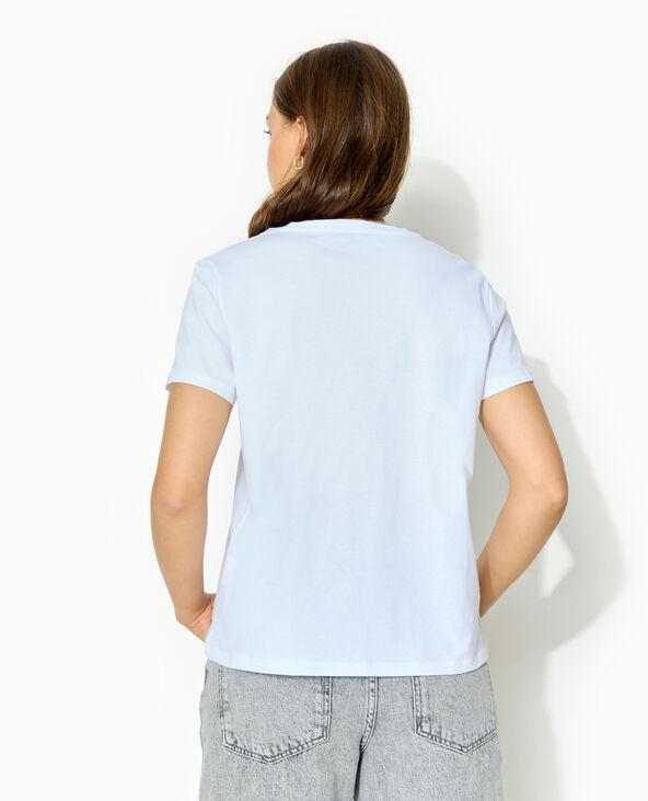 T-shirt col V manches courtes blanc - Pimkie