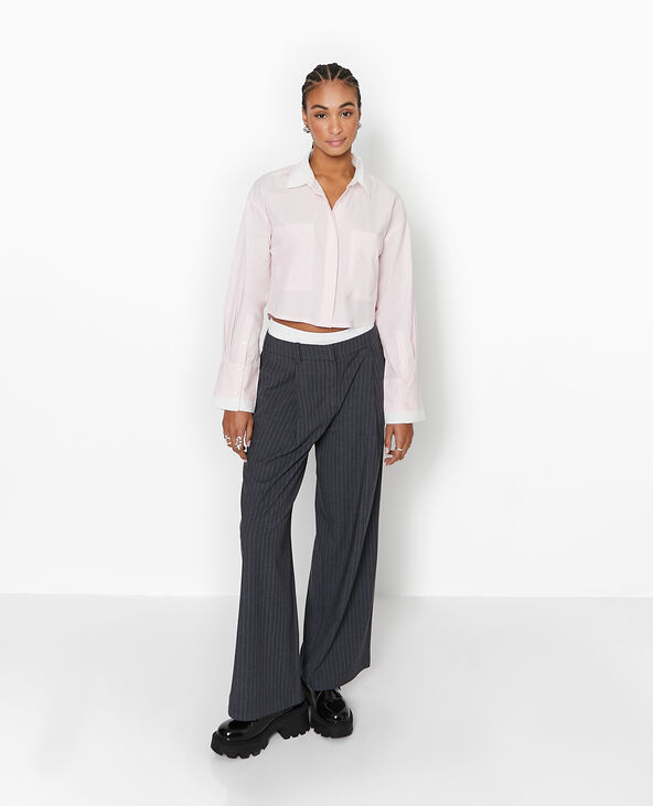 Chemise cropped bicolore rose clair - Pimkie