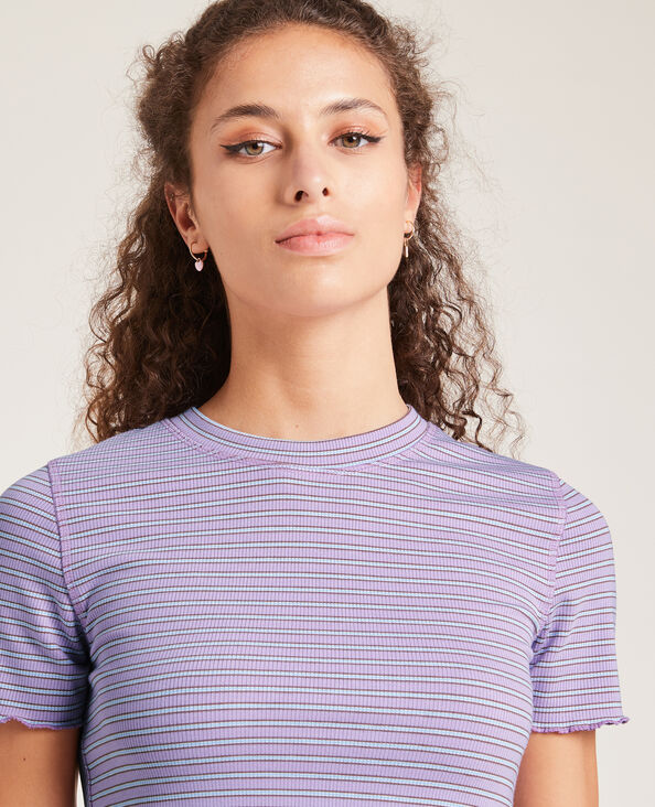 T-shirt court maille côtelée lilas - Pimkie