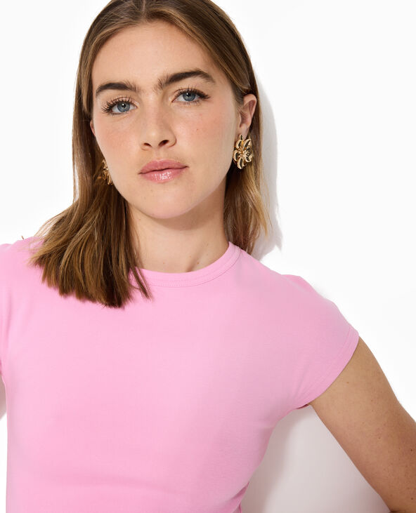 T-shirt ajusté manches raccourcies rose - Pimkie