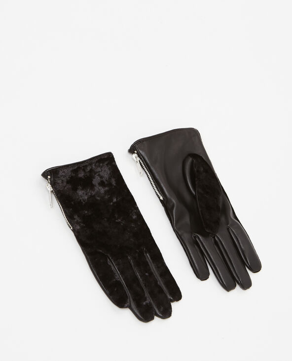 Gants bimatière noir - Pimkie