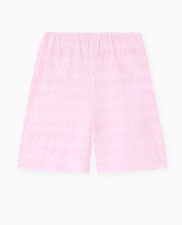 Short ceinture élastiquée en maille reliefée rose - Pimkie