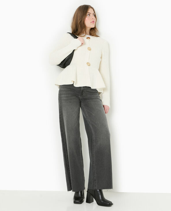 Gilet peplum avec volant et gros boutons dorés blanc - Pimkie
