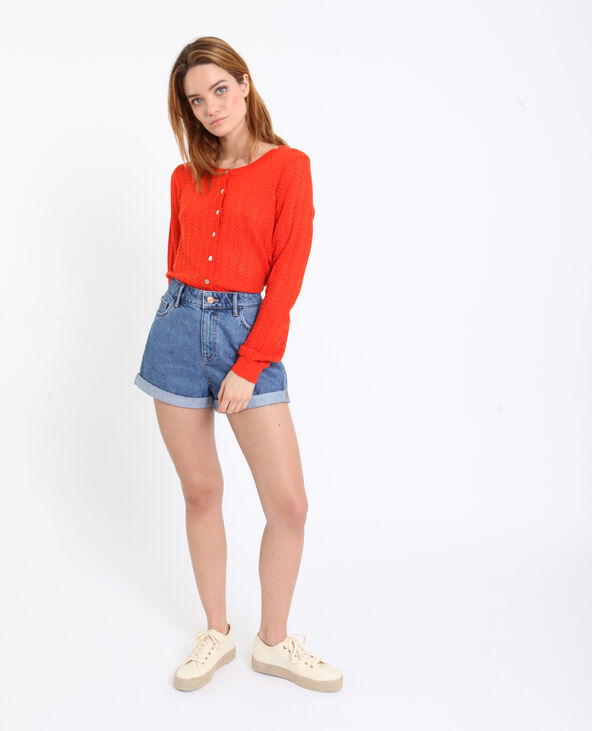 Gilet en maille ajourée orange - Pimkie