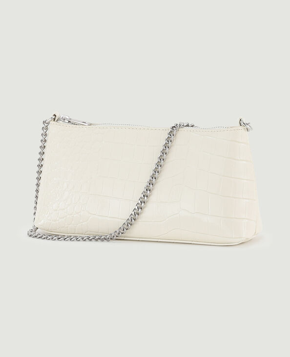 Sac pochette effet croco verni blanc - Pimkie