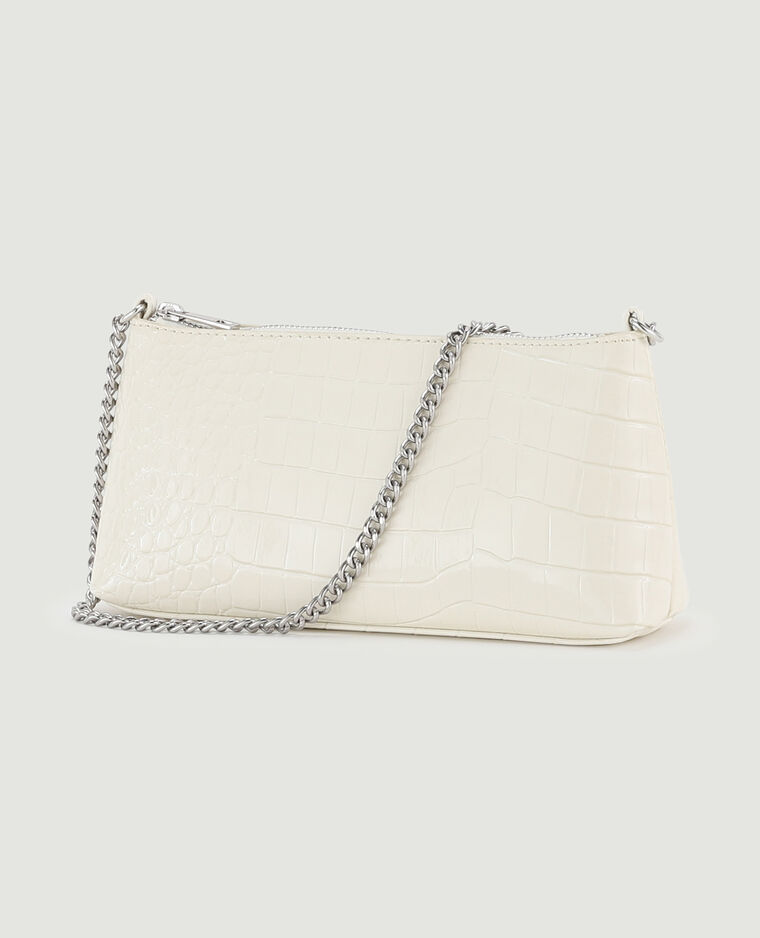 Sac pochette effet croco verni blanc - Pimkie