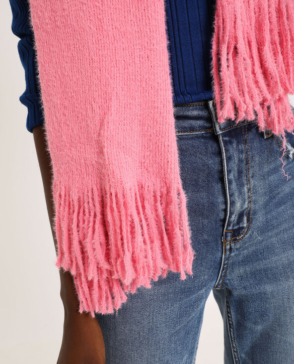 Echarpe à franges rose fluo - Pimkie