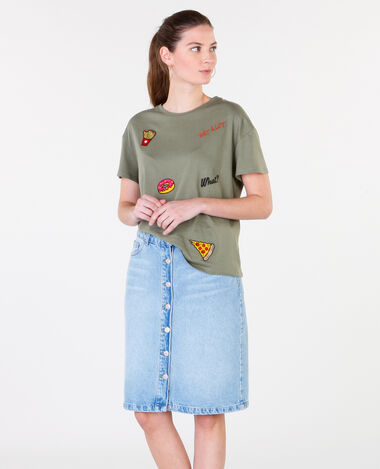 T-shirt à patchs vert de gris - Pimkie