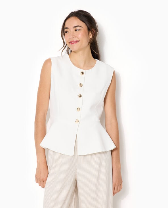 Veste sans manches peplum avec boutons fantaisie blanc - Pimkie