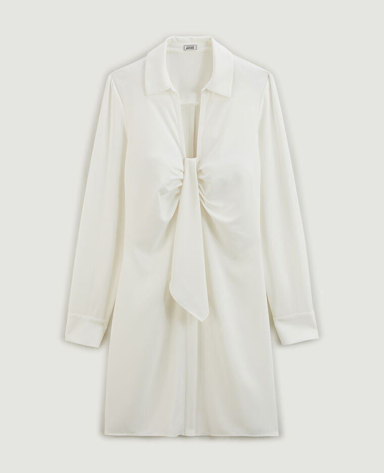 Robe chemise courte effet froncé blanc - Pimkie